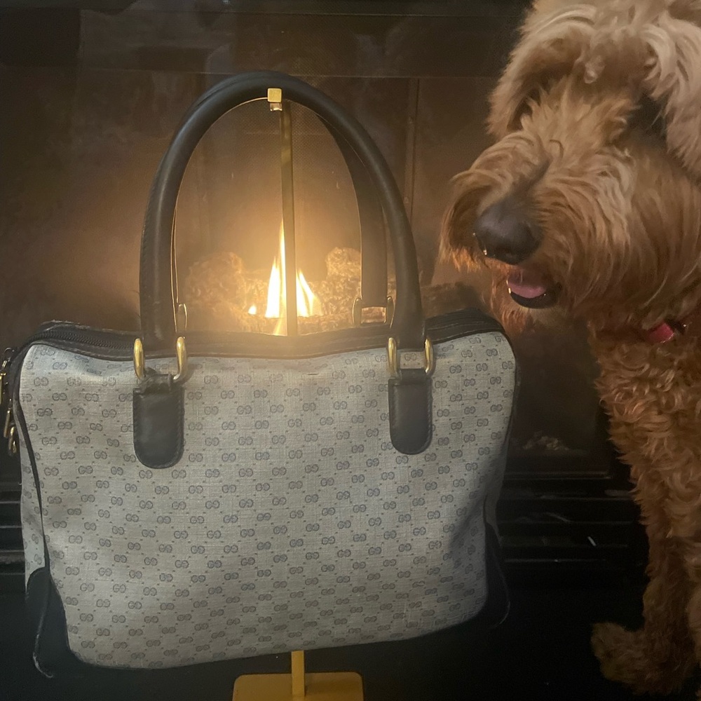 Authentic Vintage Gucci Black and Cream Handbag Tote (Doodle Not Included)
